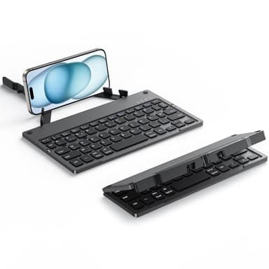 TECURS Clavier Bluetooth Pliable - Mini Clavier sans Fil 3 Canaux Bluetooth, Clavier Pliable AZERTY pour Tablette/iPad/Phone/PC, Clavier Tablette Rechargeable pour Windows/iOS/Android