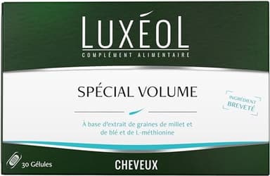 LUXÉOL - Spécial Volume - Complément Alimentaire - Volume & Brillance - Blé, Millet & L-Méthionine - Tous Types De Cheveux - Programme Cheveux 15 Jours - 30 Capsules