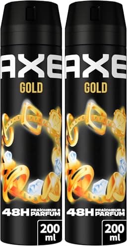 AXE - Déodorant Homme Spray - Gold - 48h non-stop frais - Parfum bois de Oud et vanille noire - 200ml (Lot de 2)