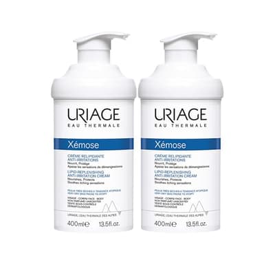 Xémose crème relipidante | Anti-Irritations & Anti-Grattage | Apaise, Restaure & Renforce la Barrière Cutanée | Nourrit Intensément | Non-collante | Testé sous contrôle dermatologique | 2x400mL | Uria