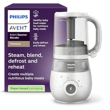 Philips Avent - Robot cuiseur vapeur-mixeur 4 en 1 pour bébé, cuisez à la vapeur, mixez, décongelez, réchauffez, passe au lave-vaisselle, modèle SCF883/01