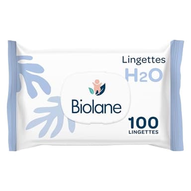 BIOLANE - Lingettes bébé à l'eau - Paquet de 100 Lingettes - Format conçu pour durer - Nettoyage doux et efficace - Dès la naissance - 99% d'origine naturelle