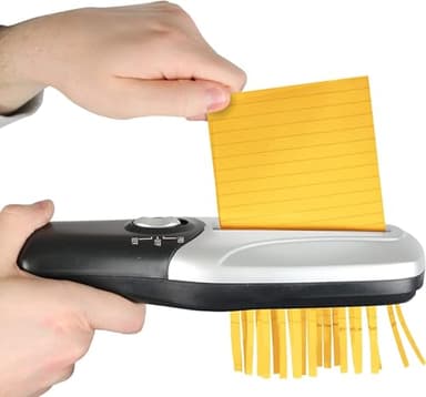 FISHTEC Destructeur de Documents Electrique - Portatif/Compact – Déchiqueteuse Broyeur Papier – Découpe Rapide - Alimentation : Pile/USB - 26 x 8 CM (Gris et Noir)