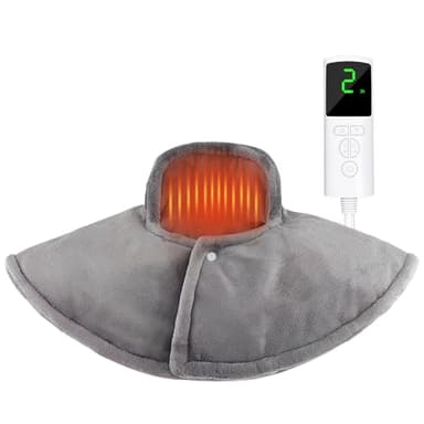 Coussin Chauffant Cervicales, Chauffe cou Cervicales Épaules avec 9 Niveaux de Chaleur, Cape Chauffante Epaule et Nuque Electrique, Tour de Cou Dos Coussins Chauffe pour Idee Cadeaux Femme Homme
