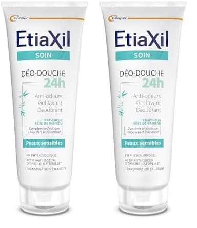ETIAXIL - Déo-Douche - Gel Douche Transpiration Excessive - Corps - Peaux sensibles - 200 ml (Lot de 2)