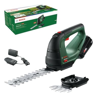 Bosch Cisaille à gazon sans fil/Taille-haie AdvancedShear 18V-10 (1 batterie 2.0 Ah, 18 Volt System, coupe jusqu’à 85 m² par charge, avec lame de taille-herbes et sculpte-haies)