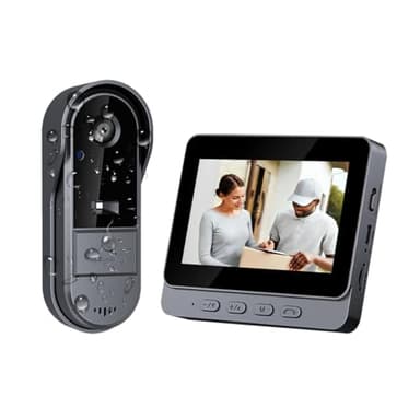 TKMARS Sonnette sans Fil avec Caméra Extérieur Étanche 1080P, Visiophone Vidéo sans Fil Écran 4.3", Interphone Vidéo pour Famille Angle de Vision 170°, Portier Vidéo pour Maison, Interphone sans WiFi