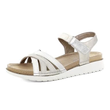 inblu Sandales réglables pour Femme avec Fermeture Velcro et empiècement Effet Python, Semelle intérieure en Cuir, du 35 au 41, Blanc, 39 EU