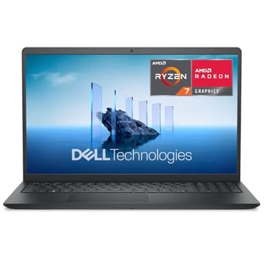 Dell 15 Laptop DC15255 – 15.6" FHD 120Hz, AMD Ryzen 7 7730U, 16GB RAM, 1TB SSD, AMD Radeon Graphics, HD Webcam, Windows 11 Home, AZERTY Keyboard, Carbon Black