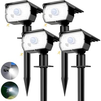 nipify Lampe Solaire Exterieur Detecteur de Mouvement Lot de 4 - Spot Solaire Exterieur Puissant 56 LED/3 Modes avec Étanche, Réglable LED Lumiere Solaire Exterieur pour Jardin Chemins(Blanc Froid)