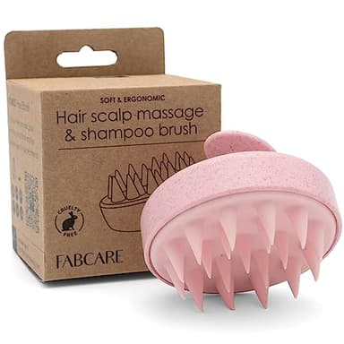 FABCARE Brosse Cuir Chevelu Masseur Pousse Cheveux Paille de Blé Silicone Gommage Humides Secs Circulation Sanguine Stimulation Massage Régénérant Durable Ergonomique Léger Antidérapant (Rose)