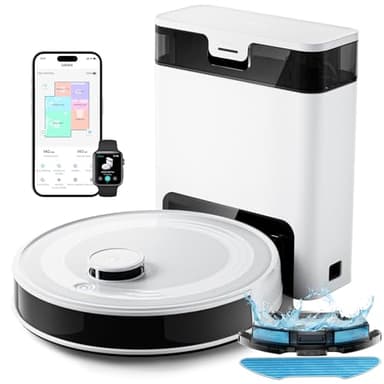 Lefant M2S Pro Robot Aspirateur Laveur 10000Pa avec Station Vidage Automatique Poussière,Navigation Laser avec Cartographie,Nettoyage Personnalisé, Évitement d'obstacles PSD,Idéal pour Poils d'animaux