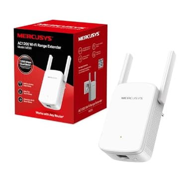MERCUSYS ME30 TP-Link Répéteur WiFi, Amplificateur Bi-bande WiFi AC1200 Mbps, Extender WiFi, antennes à gain élevé réglables, port gigabit, MU-MIMO, compatible avec toutes les box internet