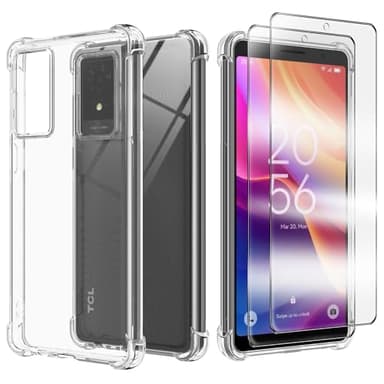 Coque pour TCL 501 4G avec 2 Protecteur D'écran en Verre Trempé, Housse de Protection Souple Silicone TPU Bumper Antichoc avec pour TCL 501 4G - Transparente