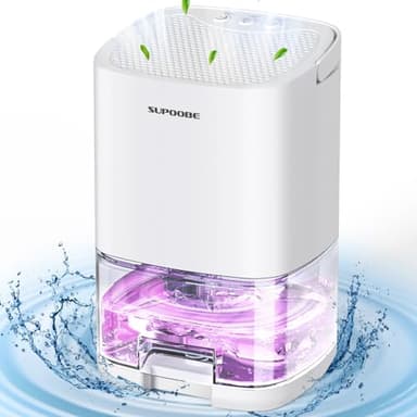 Déshumidificateur d'air 1100ML, Deshumidificateur Electrique Silencieuse,Ambiance Colorée avec 7 LED, Arrêt Automatique, Appareil Portable Adapté à l'Armoire, Salle de Bain et à la Chambre