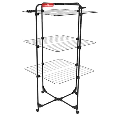 Vileda Séchoir Mixer3 Ultimate de Black Edition | Longueur de séchage de 30 mètres | Flexible | Facile à déplacer et à Transporter | roulettes pivotantes | Porte Chaussettes