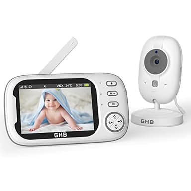 GHB Babyphone Camera Bebe Surveillance 3.5" 720P LCD Baby Phone avec Caméra 2000mAh VOX Mode sans WiFi Capteur de Température Communication Bidirectionnelle Vision Nocturne