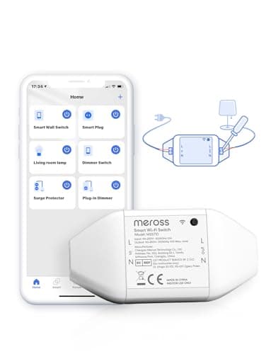 Interrupteur Connecté WiFi, Meross 10A DIY Interrupteur Intelligent Compatible avec Alexa, Google Home et SmartThings, Commutateur Programmable avec Commande Vocale et Contrôle à Distance
