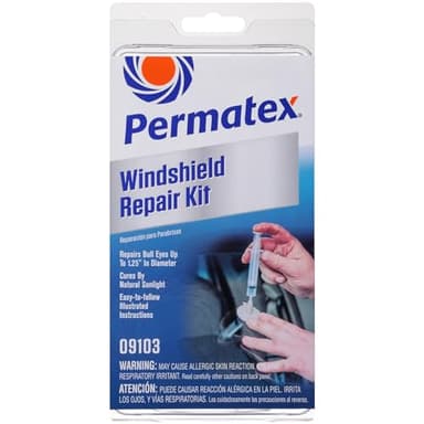 Permatex 09103 Windshield Repair Kit, Professional Quality Repairs, No Mixing Required,Resin Cures by Natural Sunlight, Easy to Follow Instructions 1 x 0.75ml