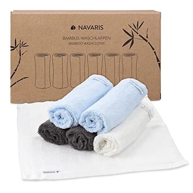 Navaris 6X Serviette pour Visage - Lingette Douce Lavable pour Bébé et Peaux Sensibles en Viscose Dérivée du Bambou - 100% Naturel Hypoallergénique et Réutilisable