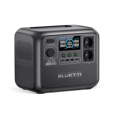 BLUETTI AC70 Station Électrique Portable, Batterie LiFePO4 768Wh avec 2 Prises CA 1000W (Power Lifting 2000W), Port USB Type-C de 100W, Générateur Solaire pour Camping-car, Domestique, Balcon