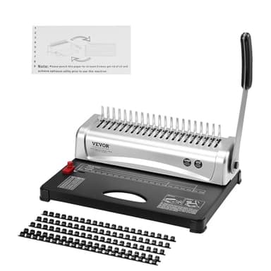 VEVOR Machine à relier, machine à relier à peigne 21 trous, 450 feuilles, machine à relier avec 100 épines de reliure à peigne de 3/8'', pour format lettre, A4, A5