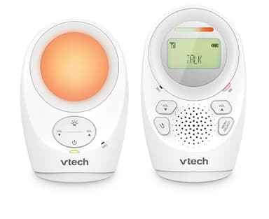 VTech DM1211 Moniteur Audio pour bébé, Longue portée, Moniteur bébé avec Conversation bidirectionnelle, Affichage du Niveau de Bruit, capteur de température, Sons apaisants, Clip Ceinture pour unité