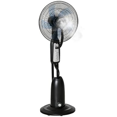 HOMCOM Ventilateur brumisateur sur roulettes - oscillant silencieux 90 W - 3 vitesses - dim. Ø 44 x 120H cm noir gris