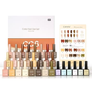 CANNI Lot Vernis Semi Permanent 24 Couleurs Gel Nail Polish avec base et top coat vernis semi permanent/Matt/Primer ongle gel uv et Déshydrateur pour/Renforcer la carte gel/couleur CC6