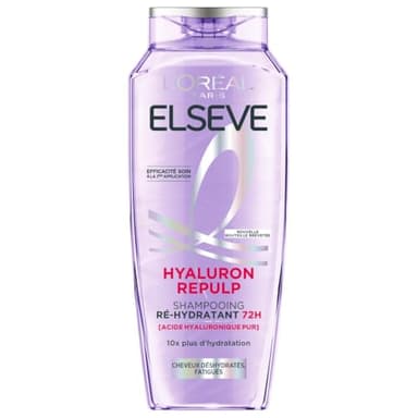 L’ORÉAL PARIS - Shampooing Ré-Hydratant pour Cheveux Déshydratés et Fatigués - Hydratation 72H - Brillance - À l'Acide Hyaluronique - Elseve Hyaluron Repulp - 300 ml