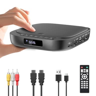 Desobry Lecteur DVD TV Avec Entrée USB/TF, HDMI Intégré PAL/NTSC, Multizone, Câble HDMI/RCA, Fonction De Mémorisation