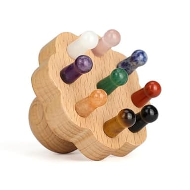 Sun&Sia - Brosse de Massage du Cuir Chevelu en Bois FSC Hêtre - 9 points de Massage en Pierre Naturelle - Stimule Circulation Sanguine - Revitalise Cuir Chevelu - Soins Capillaires Naturels