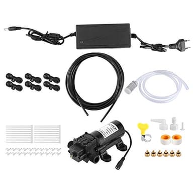 Cikonielf Système de Refroidissement par brumisation électrique à Basse Pression 6 Buses 6 m Serre de Jardin extérieur Prise UE 110-240 V