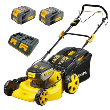 Nemura Tondeuse Autotractée à Batterie 80 V (2x40V) - Coupe 46 cm - Jusqu'à 500 m2 - Fonction Mulching - Livrée avec 2 Batteries 4Ah et 2 chargeurs - Marque Française