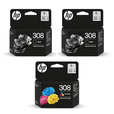 HP 308 Lot de 2 cartouches d'encre d'origine Noir et 308 couleurs