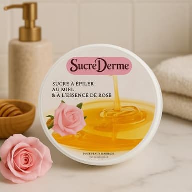 Sucre Derme – Cire Orientale au Sucre – Épilation Naturelle – Peaux Sensibles & Zones Délicates – Facile à Manipuler – Miel & Rose – 250 g