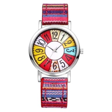 OIDEA Montre Femme Bracelet Fantaisie: Montre Femme Cuir avec Patch en Tissu Réglable Style Bohème Analogique Quartz Grand Cadran Chiffres Arabes Facile à Lire - Cadeau Anniversaire