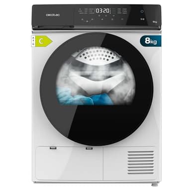 Cecotec Sèche-linge 8Kg Pompe à Chaleur Bolero DressCode Dry 8400 Inverter. Classe Équivalente A++, Moteur Inverter Plus, Contrôle Tactile, 15 Programmes, Tambour à Rotation Bidirectionnelle, Blanc