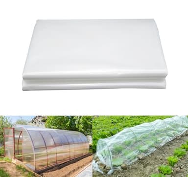 LINSOCLE 3m x 6m Bache pour Serre, Film Polyéthylène de Bonne Qualité, Film de Serre Tunnel pour Couvrir Les Jardin, Légumes und Tomate