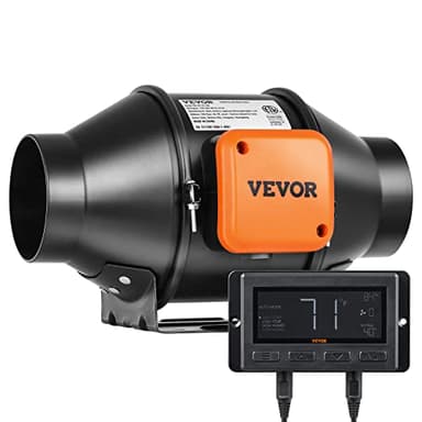 VEVOR Ventilateur d'Extraction 100 mm Extracteur d'Air Conduit 348 m³/h 21 W Régulateur Température Humidité Silencieux Moteur Électrique pour Refroidissement Tentes Croissance Cultures Hydroponiques