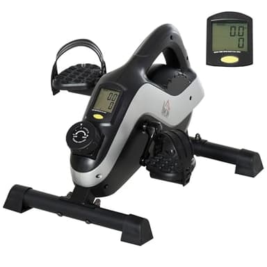 HOMCOM Mini vélo d'appartement, pedalier d'appartement compact 8 niveaux résistance magnétique vélo d'exercice silencieux et portable écran LCD exercice pour bras et jambes, personnes âgées, noir