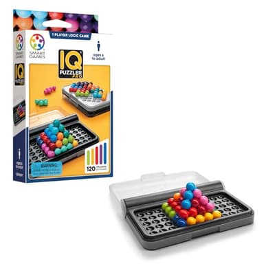 SmartGames - IQ Puzzler Pro - Jeu Casse Tête - Jeu de Réflexion - 120 Défis en 2D et 3D - 3 Modes de Jeu - Coffret pour les Voyages - 1 Joueur - A Partir de 6 Ans