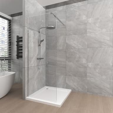 T&K Cabine de douche à l'italienne 70 x 190 cm, paroi de douche pour salle d'eau, cadre chromé, verre trempé de sécurité de 8 mm facile à nettoyer des deux côtés, avec barre de support télescopique