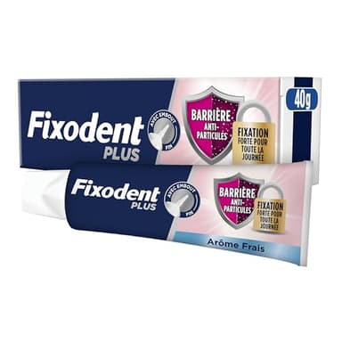 Fixodent Plus Food Barrière Anti-Particules Fraîcheur Crème Adhésive pour Prothèses Totales & Partielles 40ml
