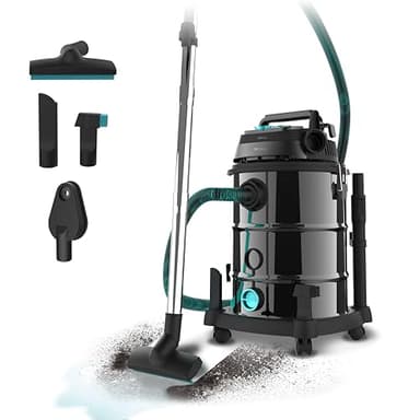 Cecotec Aspirateur Vertical avec Fil 30L Conga Rockstar Wet & Dry Steel Pro Tool. Solides et Liquides Aspirateur 1600W, Durabilité et Résistance, avec Prise, Accessoires, Noir