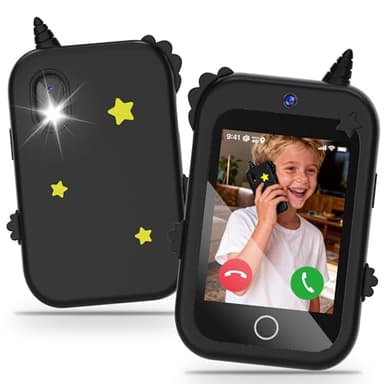 4G Téléphone Portable pour Enfants, Smartphone Enfant avec GPS Appel Vidéo Chat Familial SOS Double Caméra Podomètre Alarme Mode école, Téléphone Mobile Intelligent Cadeau d'anniversaire de Noël(Noir)