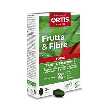 Ortis - Fruits & Fibres Forte 24 Comprimés - Complément Alimentaire pour Favoriser le Transit Intestinal - Transit Lent et Ballonnements - Action Rapide - 100% Naturel à base de Rhubarbe