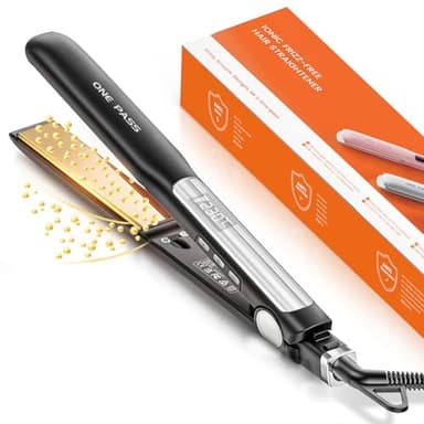 Faszin Lisseur Cheveux avec Plaques en Titane Lisse, Fer a Lisser Négatifs Ions Protect, 20S Chauffe Rapide, Écran LCD, Voltage Universel, Lisseur Boucleur Cheveux 2 en 1（Noir）