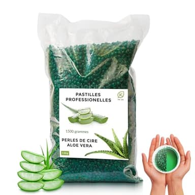Perle de Cire Aloé-véra 1kg+500g Wax Bille de chauffe cire-professionnelle-sans bandes et appareil poils-Femme et Homme pour le corps entier-visage-jambe-aisselles-soucis-peau sensible intime.