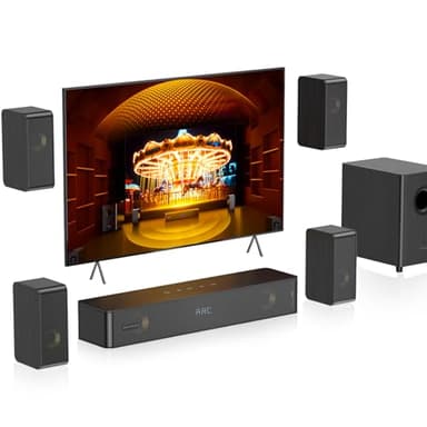 Hiwill-Audio 5.1.2CH Barre de Son TV, 4 Haut-Parleurs Surround Virtuels, 400 W de Puissance crête, Home Cinema Enceintes pour Téléviseur, Caisson de Basses, Arc/Optique/BT 5.3/AUX/USB, HiPulse N512